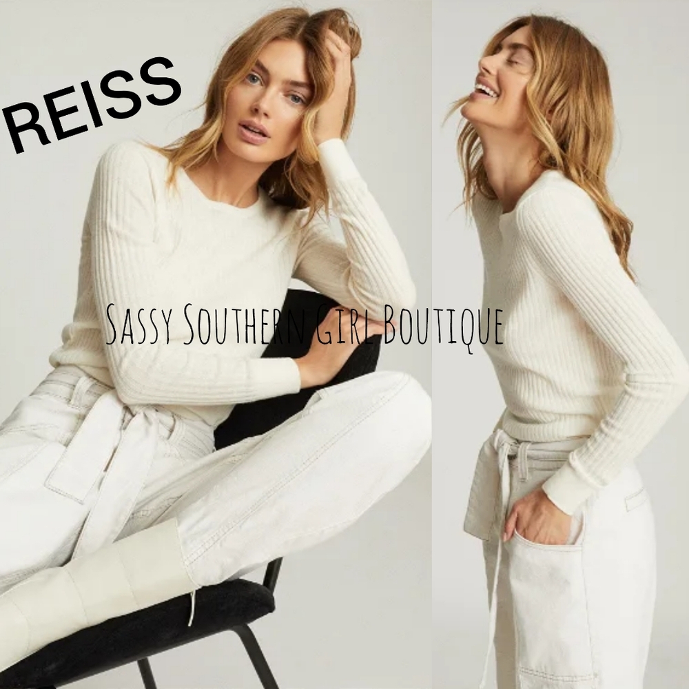 🆕⭐REISS ivory light weight wool alpaca blend top